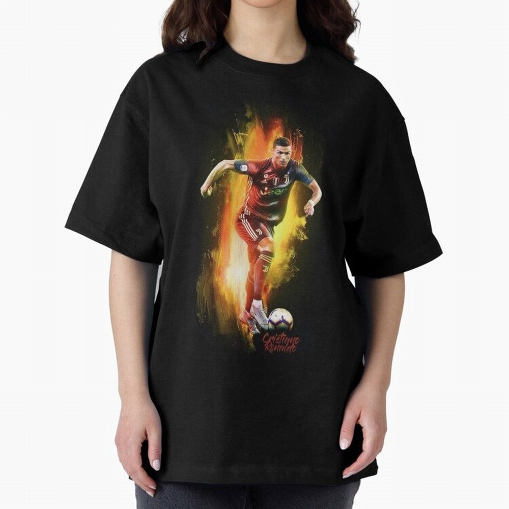 Ronaldo Wallpaper Oversized T-Shirt Celebrate Classic Football Spirit in Global Football Passion for FIFA World Cup 2026 USA Canada Mexico, Connected to CR7 and Messi, Portugal, Supporter Pride, Iconic Celebrations, Legendary Names and Global Match