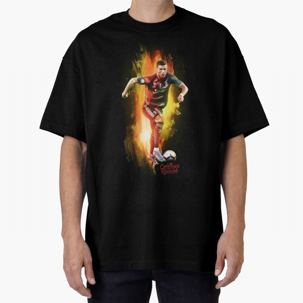 Ronaldo Wallpaper Oversized T-Shirt Celebrate Classic Football Spirit in Global Football Passion for FIFA World Cup 2026 USA Canada Mexico, Connected to CR7 and Messi, Portugal, Supporter Pride, Iconic Celebrations, Legendary Names and Global Match