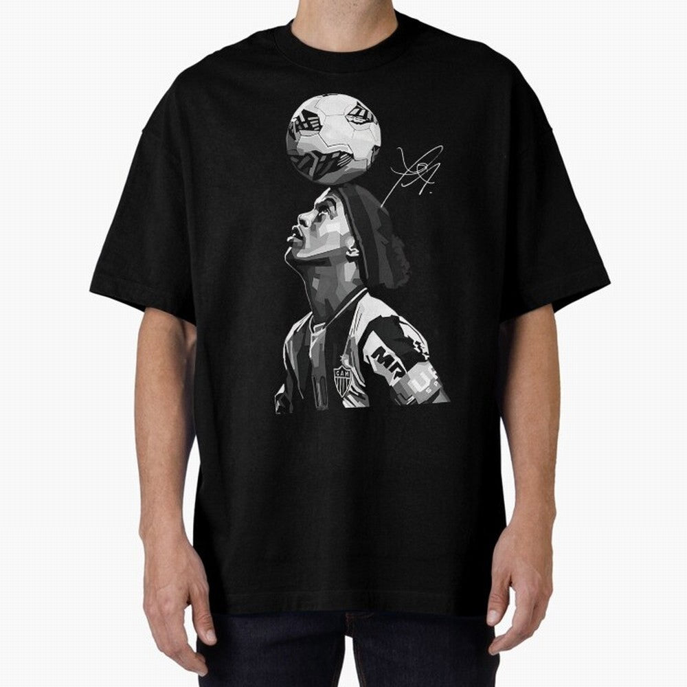 Ronaldinho - black white Oversized T-Shirt Carry National Pride through the FIFA World Cup 2026 USA Canada Mexico Journey through Mbappe Highlights, Argentina Pride, Global Supporter Spirit, Legendary Goals, National Colors and Tournament