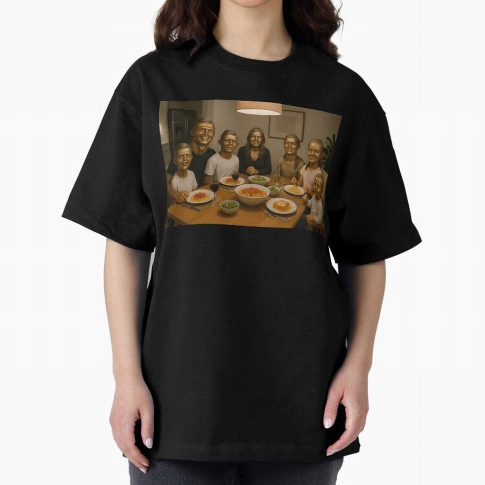 Ronaldo Bust Family Dinner Oversized T-Shirt Make Your Look Match FIFA World Cup 2026 USA Canada Mexico Celebrating Cristiano Ronaldo, England, France and Netherlands Energy, Champion Mindset, Group Stage Buzz, Knockout Tension and Passionate Fan