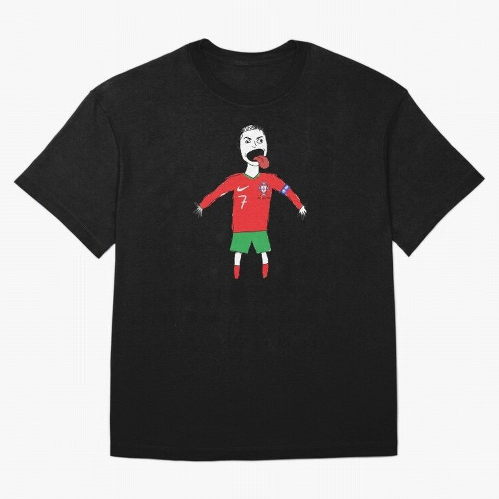 Badly Drawn Ronaldo Oversized T-Shirt Honor Football Greatness during the FIFA World Cup 2026 Journey through Haaland and Mbappe Highlights, Portugal Pride, Fan Favorite Moments, National Team Passion, Big Match Drama and Soccer History; Perfect