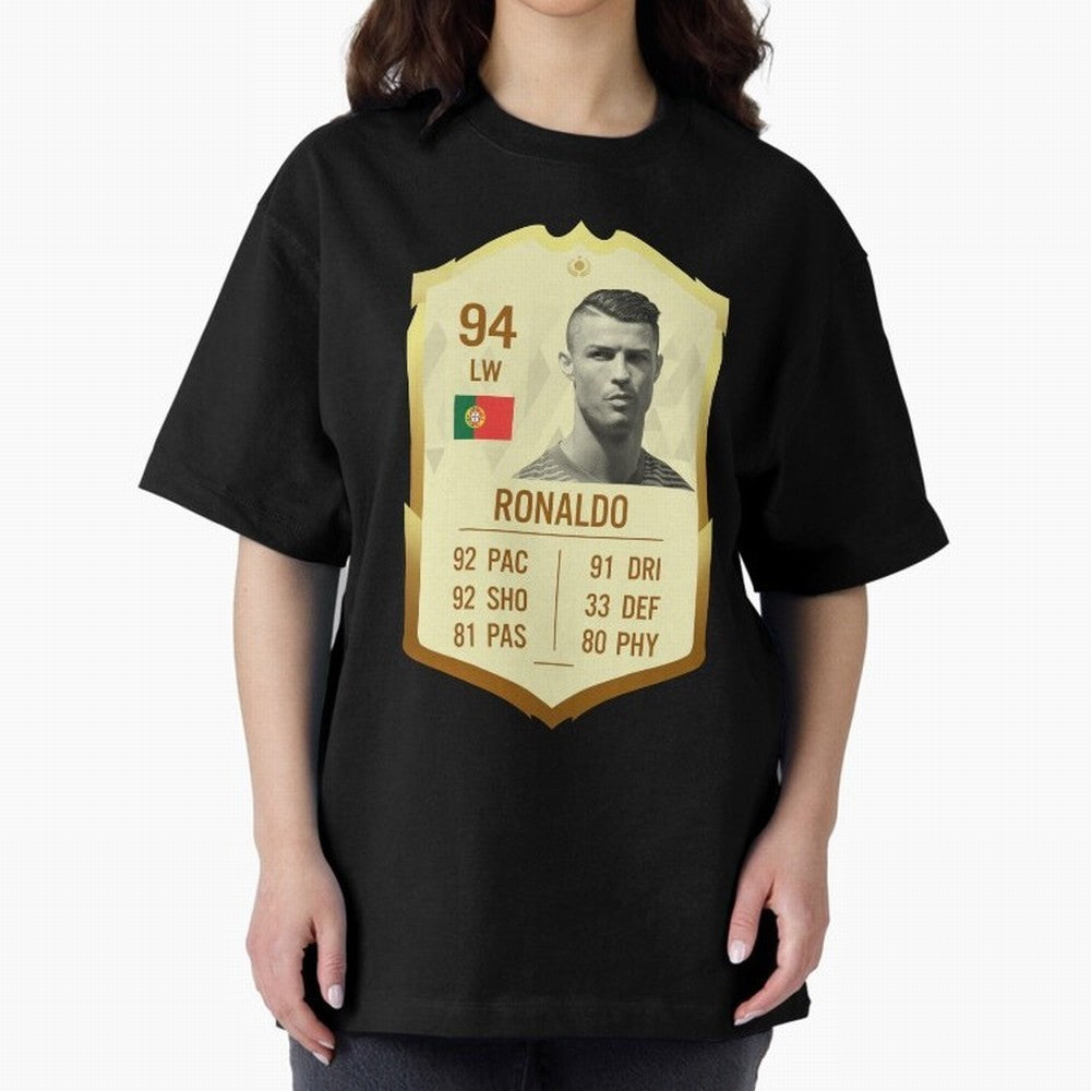 Cristiano Ronaldo Ultimate Card Oversized T-Shirt Show Support during Match Day Hype around FIFA World Cup 2026 USA Canada Mexico, Messi and Cristiano Ronaldo, Argentina, Soccer Culture, Superstar Moments, National Team Dreams and Competitive Fire;