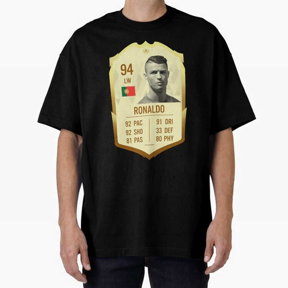 Cristiano Ronaldo Ultimate Card Oversized T-Shirt Show Support during Match Day Hype around FIFA World Cup 2026 USA Canada Mexico, Messi and Cristiano Ronaldo, Argentina, Soccer Culture, Superstar Moments, National Team Dreams and Competitive Fire;