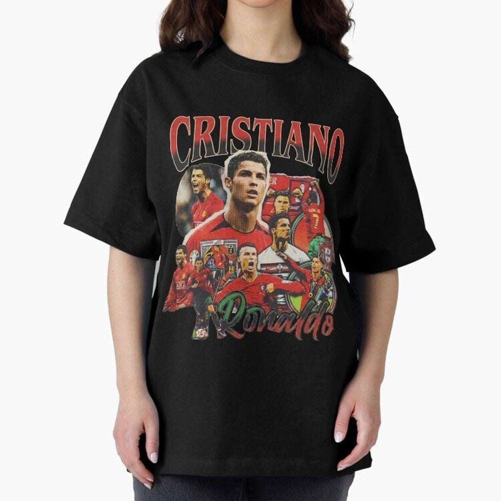Retro Cristiano Ronaldo Oversized T-Shirt Back Your Heroes with Match Day Hype around FIFA World Cup 2026 USA Canada Mexico, Mbappe, Portugal, Spain and Germany, Global Supporter Spirit, Legendary Goals, National Colors and Tournament Celebration;