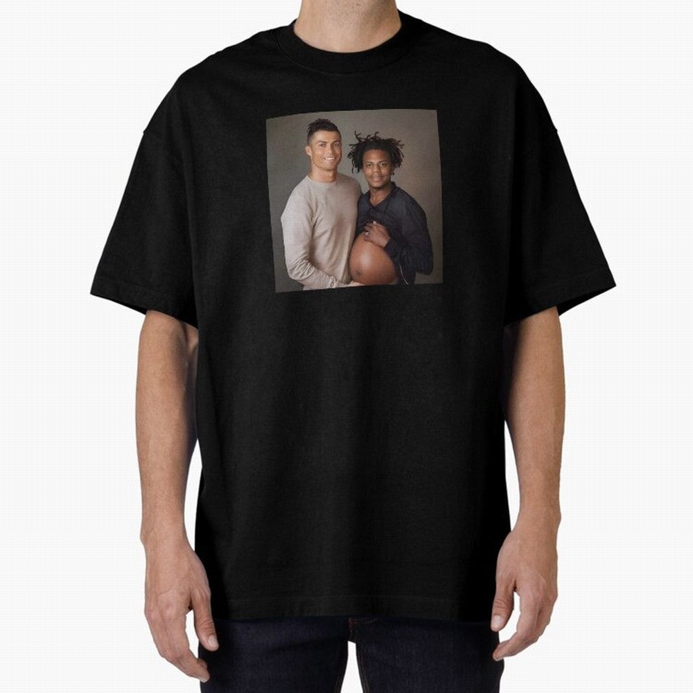 Cristiano Ronaldo and IShowSpeed pregnant. Oversized T-Shirt Bring International Match Energy to FIFA World Cup 2026 USA Canada Mexico Spirit, Built around England, Cristiano Ronaldo, Worldwide Fan Energy, Dramatic Goals, Stadium Lights and