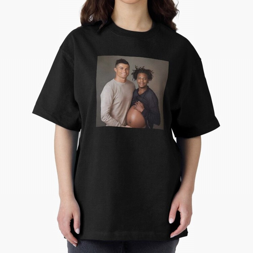 Cristiano Ronaldo and IShowSpeed pregnant. Oversized T-Shirt Bring International Match Energy to FIFA World Cup 2026 USA Canada Mexico Spirit, Built around England, Cristiano Ronaldo, Worldwide Fan Energy, Dramatic Goals, Stadium Lights and