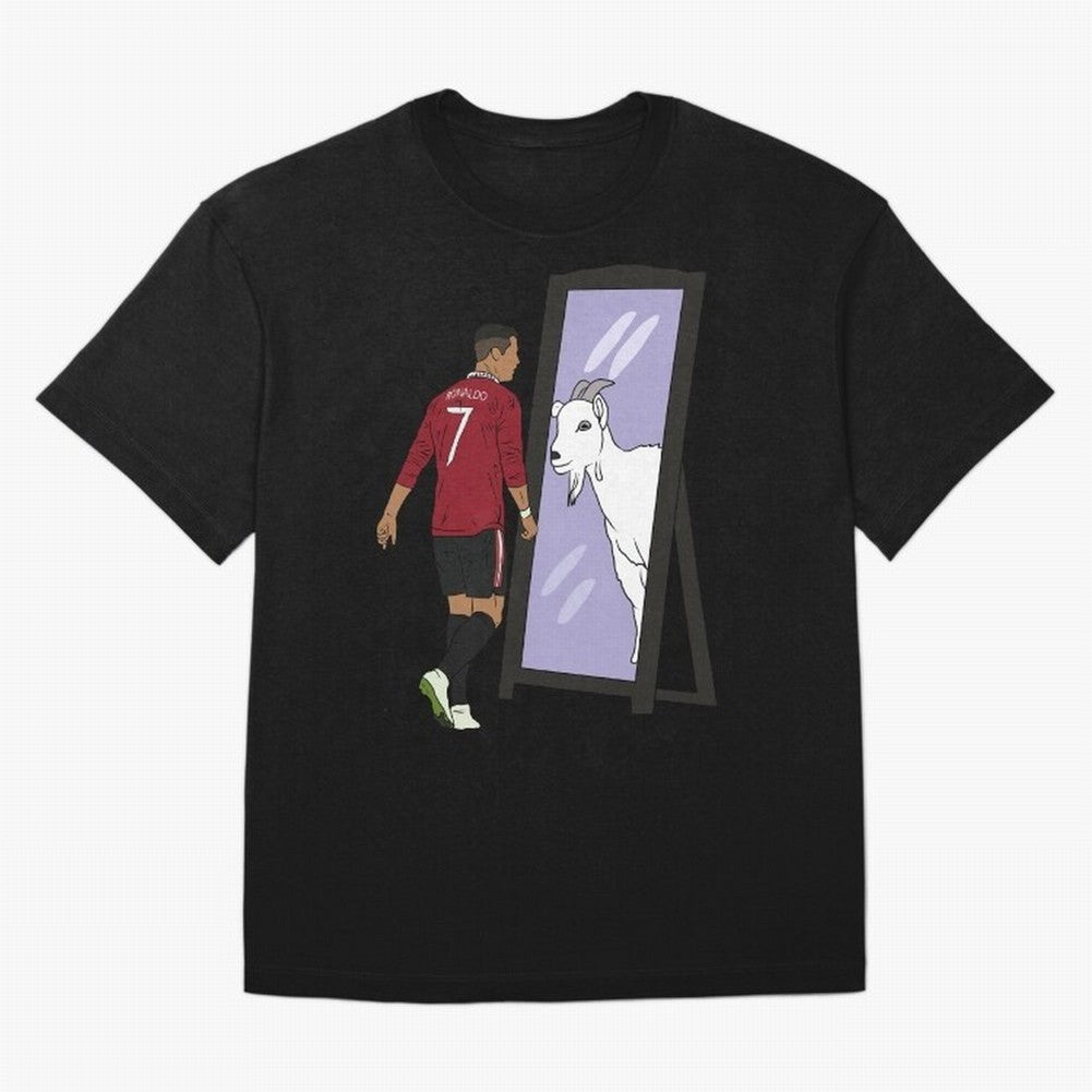 Cristiano Ronaldo Mirror GOAT Oversized T-Shirt Celebrate Every Goal in FIFA World Cup 2026 for Fans of CR7 and England, Bringing Stadium Chants, National Pride, Trophy Dreams and Unforgettable Football Memories; Great for Watch Parties, Sports