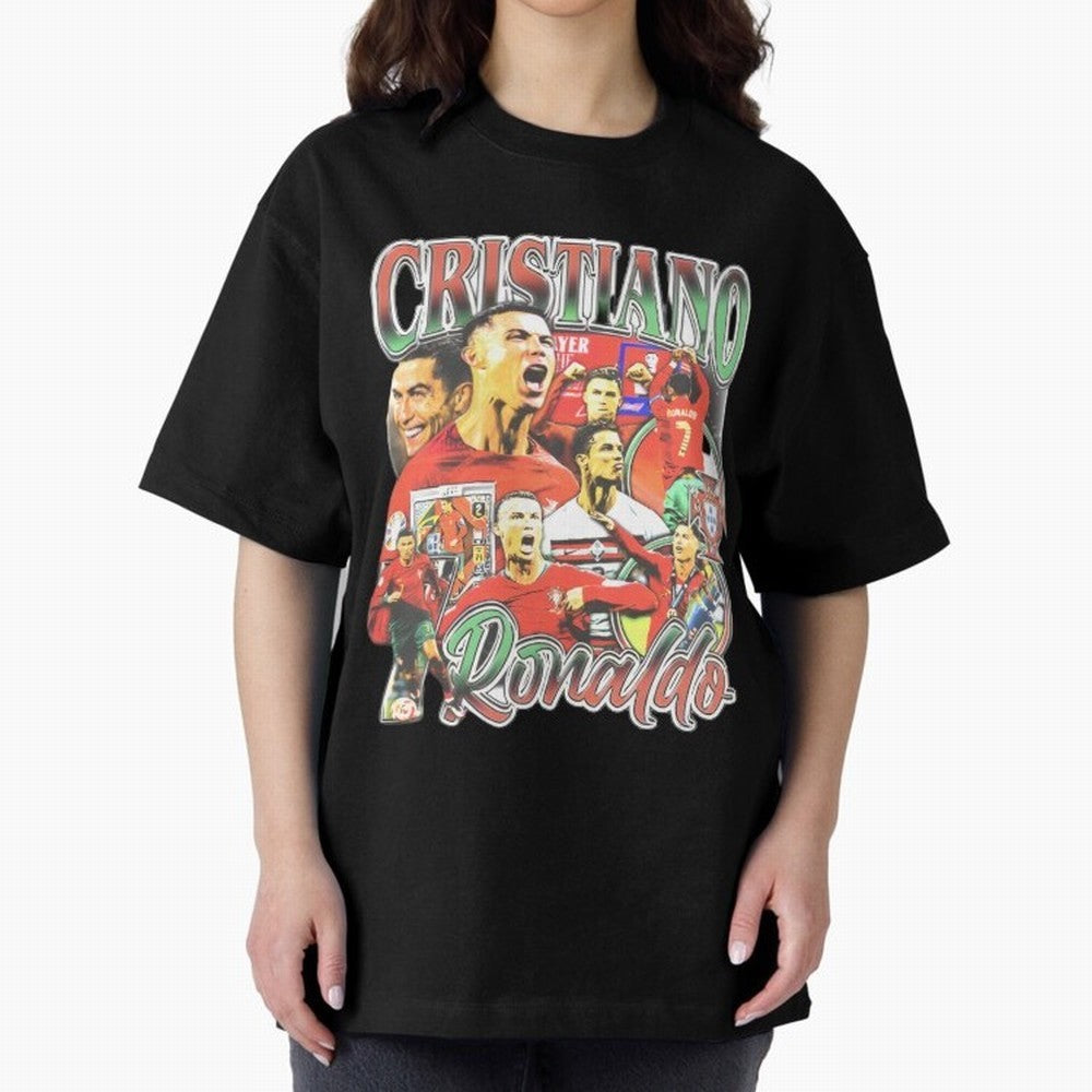 Cristiano Ronaldo Graphic Shirt Oversized T-Shirt Support FIFA World Cup 2026 USA Canada Mexico for Fans of Messi, Neymar and Mbappe and France and Portugal, Bringing Sports Nostalgia, International Competition, Famous Players and Unforgettable