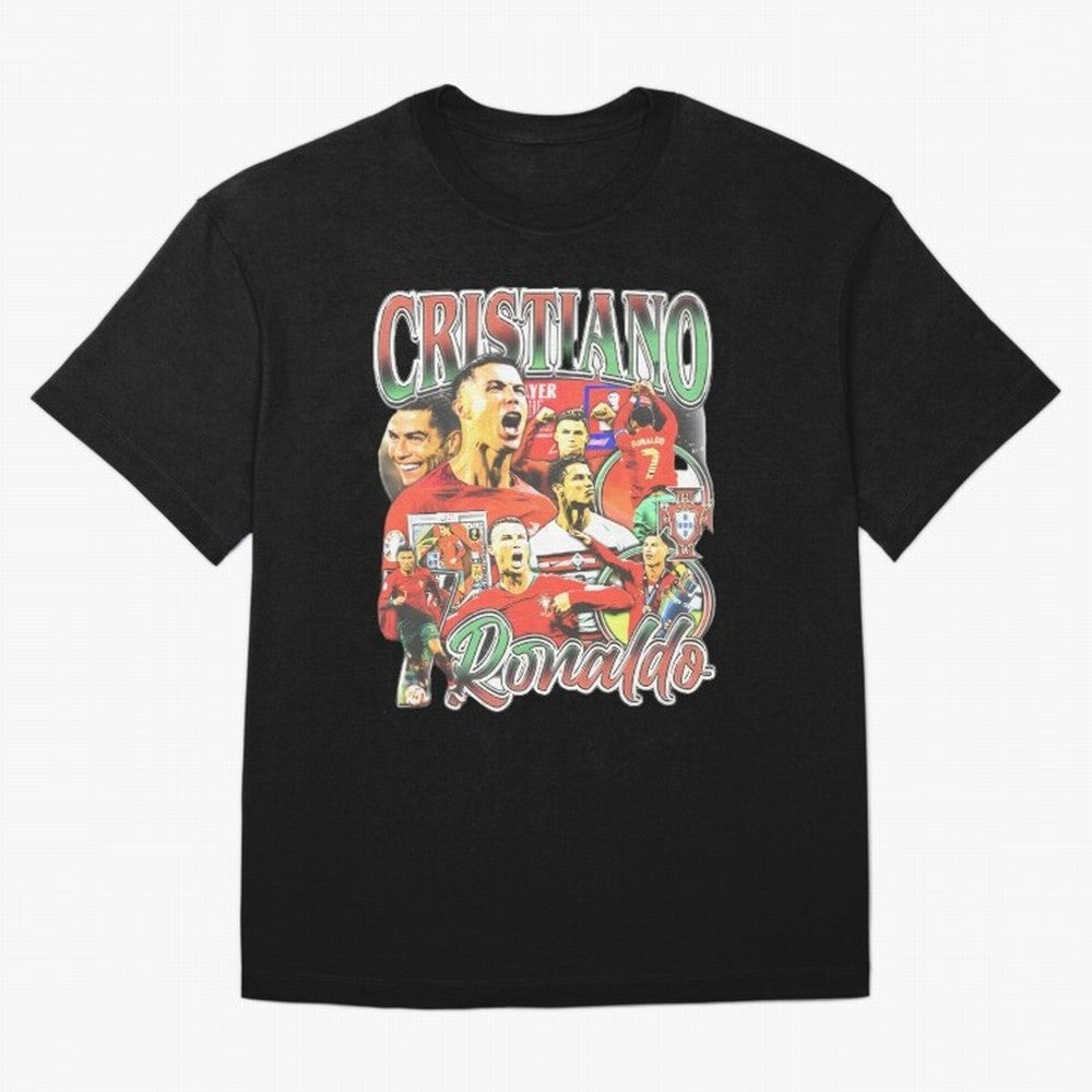 Cristiano Ronaldo Graphic Shirt Oversized T-Shirt Support FIFA World Cup 2026 USA Canada Mexico for Fans of Messi, Neymar and Mbappe and France and Portugal, Bringing Sports Nostalgia, International Competition, Famous Players and Unforgettable