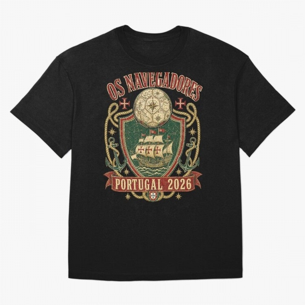 Os Navegadores Portugal 2026 World Cup Soccer T-Shirt Oversized T-Shirt Honor Football Greatness during FIFA World Cup 2026 Group Stage Spirit, Built around Brazil, Haaland and Mbappe, Championship Spirit, Famous Goals, Roaring Crowds and
