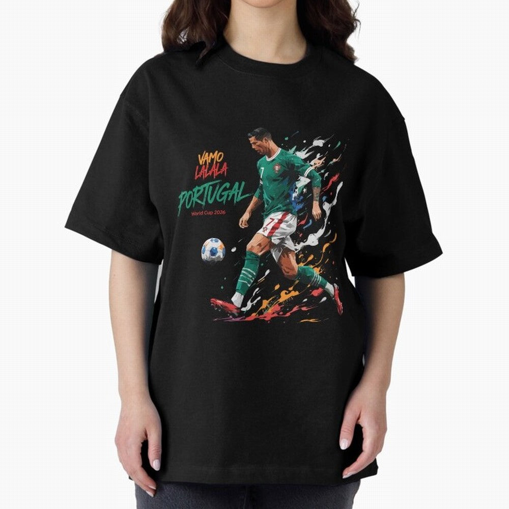 Portugal CR7 Fan World Cup 26 Oversized T-Shirt Remember Iconic Moments from FIFA World Cup 2026 Group Stage Spirit, Filled with Argentina, Messi and Cristiano Ronaldo, Stadium Chants, National Pride, Trophy Dreams and Unforgettable Football