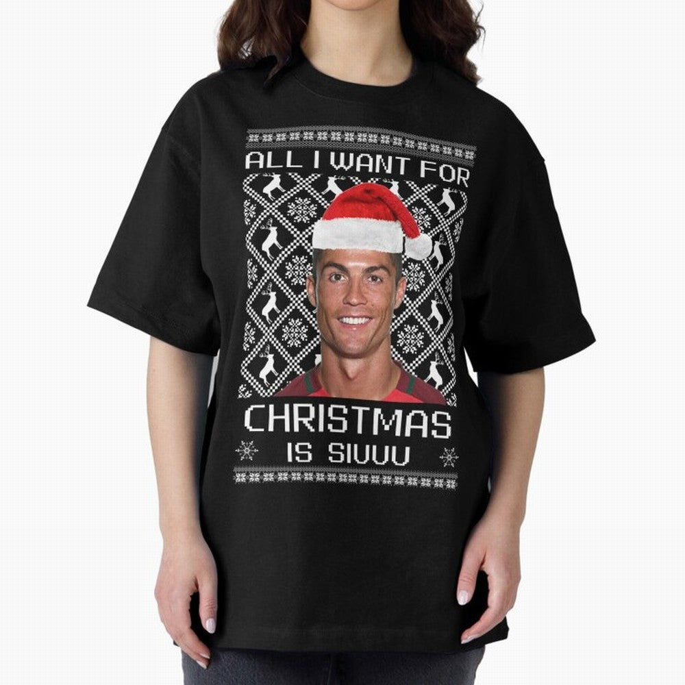 cristiano ronaldo siuuu christmas sweater Oversized T-Shirt Celebrate Football Heritage in FIFA World Cup 2026 USA Canada Mexico Made for Messi, Argentina and Brazil Energy, Sports Nostalgia, International Competition, Famous Players and
