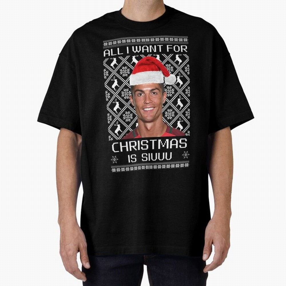 cristiano ronaldo siuuu christmas sweater Oversized T-Shirt Celebrate Football Heritage in FIFA World Cup 2026 USA Canada Mexico Made for Messi, Argentina and Brazil Energy, Sports Nostalgia, International Competition, Famous Players and