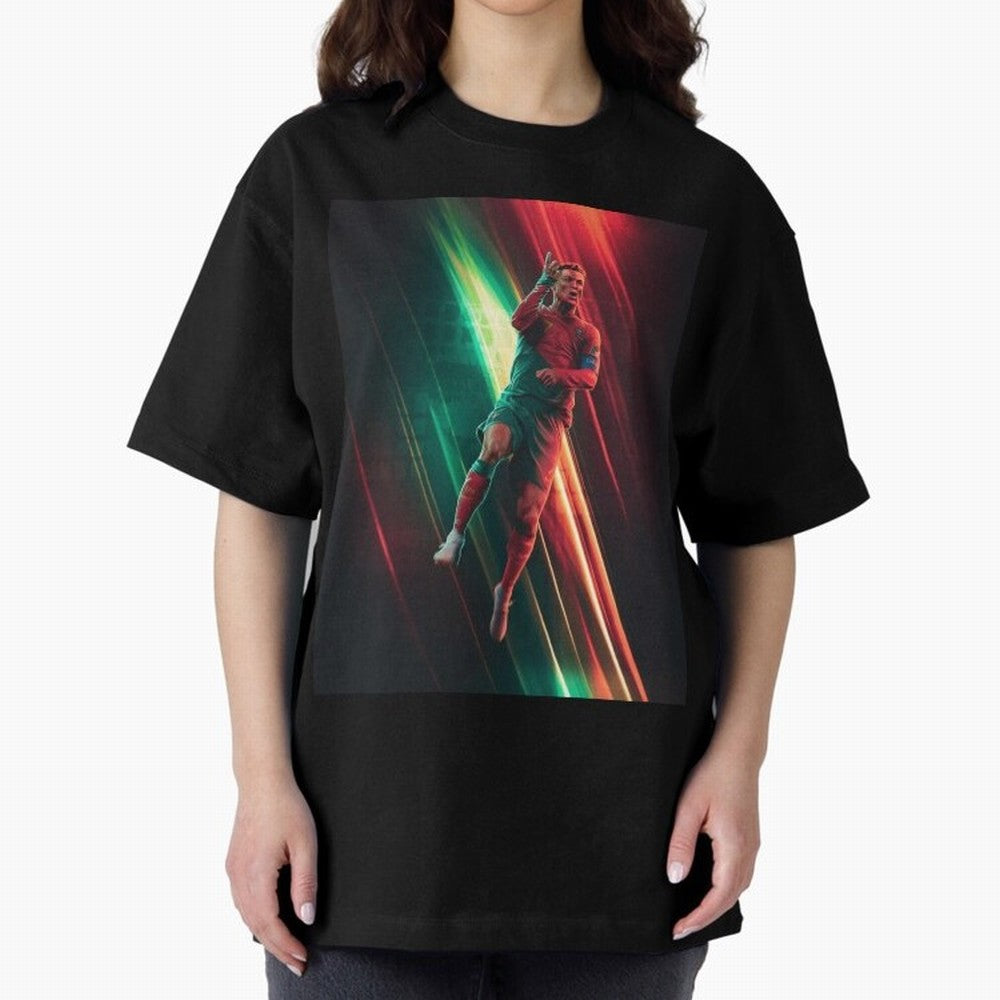 Cristiano Ronaldo Oversized T-Shirt Feel the Heartbeat of FIFA World Cup 2026 USA Canada Mexico Highlighting CR7, England, France and Netherlands Energy, Championship Spirit, Famous Goals, Roaring Crowds and International Football Unity; Perfect