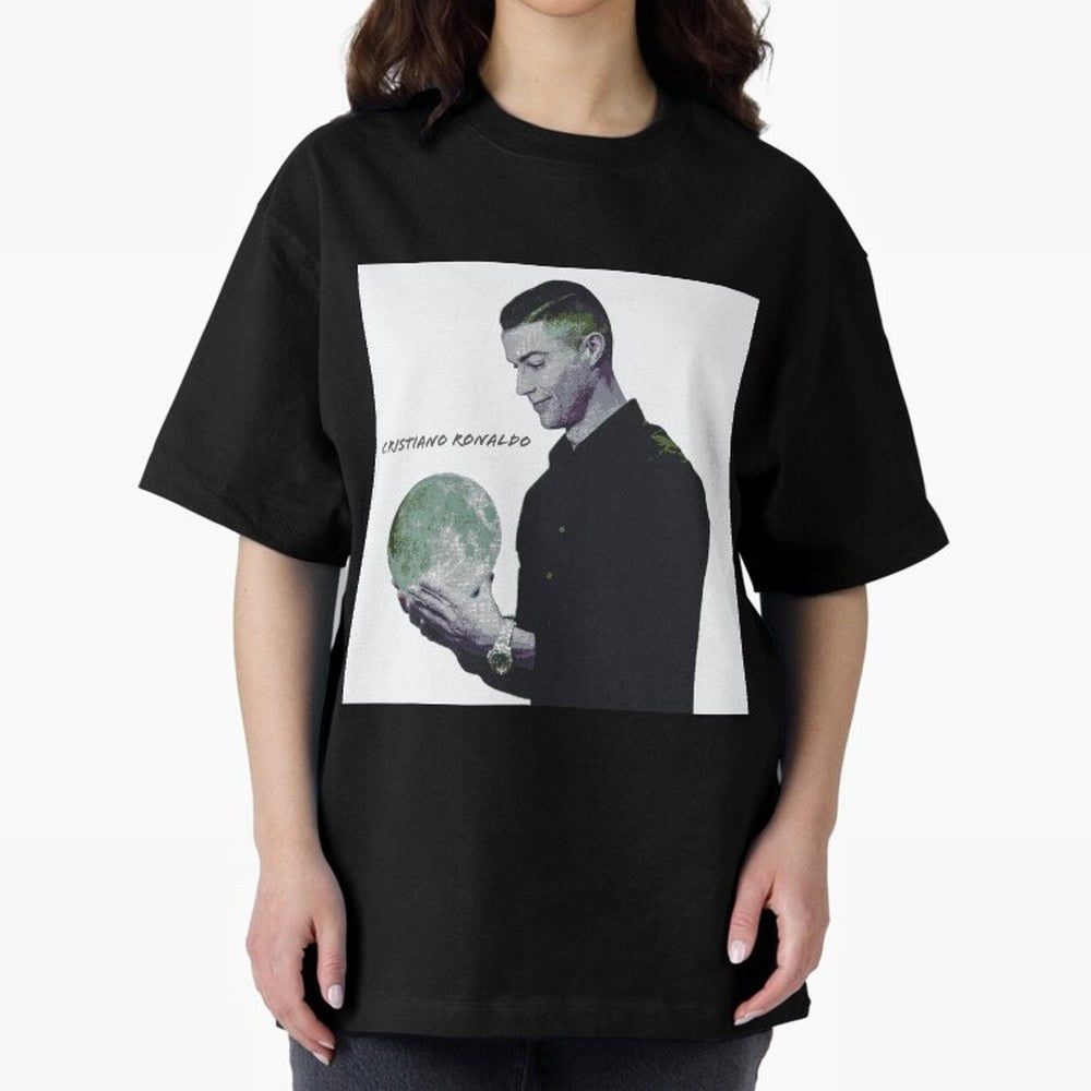 Cristiano Ronaldo art illustration. Cristiano Ronaldo sketch art Oversized T-Shirt Celebrate Unforgettable Nights in Global Football Passion for FIFA World Cup 2026, Capturing Mbappe, Argentina and Brazil, Stadium Chants, National Pride, Trophy