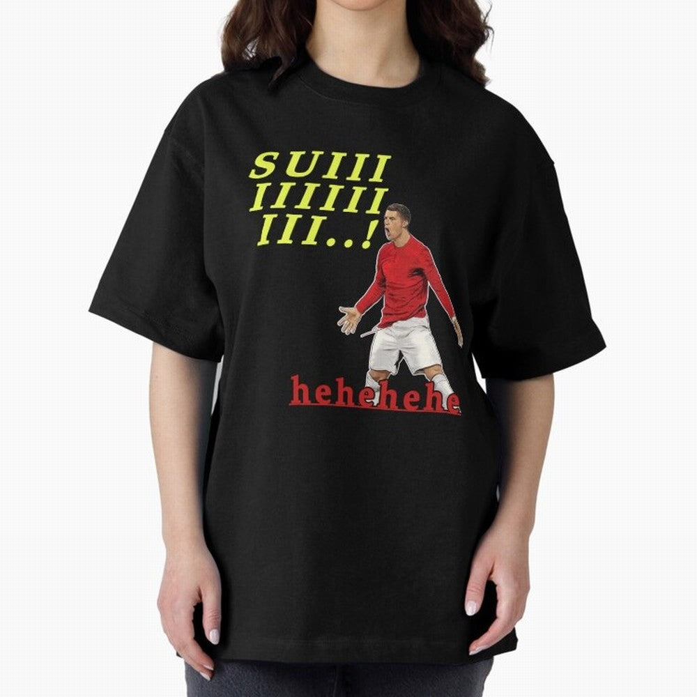 Hehehe suiii !! Cristiano ronaldo goal Oversized T-Shirt Bring Champion Energy into Match Day Hype around FIFA World Cup 2026, Messi, Spain, Vintage Soccer Flavor, Modern Football Stars, National Flags and Final Night Emotion; Ideal for Football