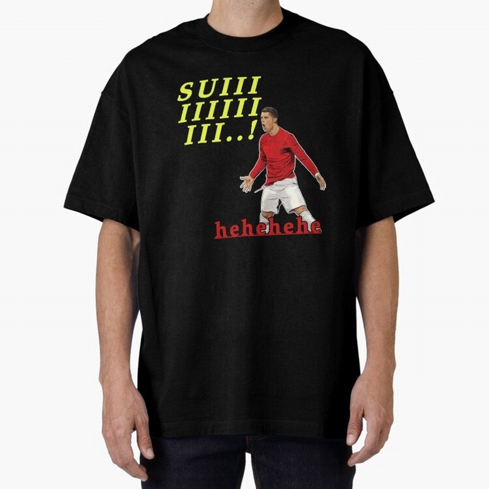 Hehehe suiii !! Cristiano ronaldo goal Oversized T-Shirt Bring Champion Energy into Match Day Hype around FIFA World Cup 2026, Messi, Spain, Vintage Soccer Flavor, Modern Football Stars, National Flags and Final Night Emotion; Ideal for Football