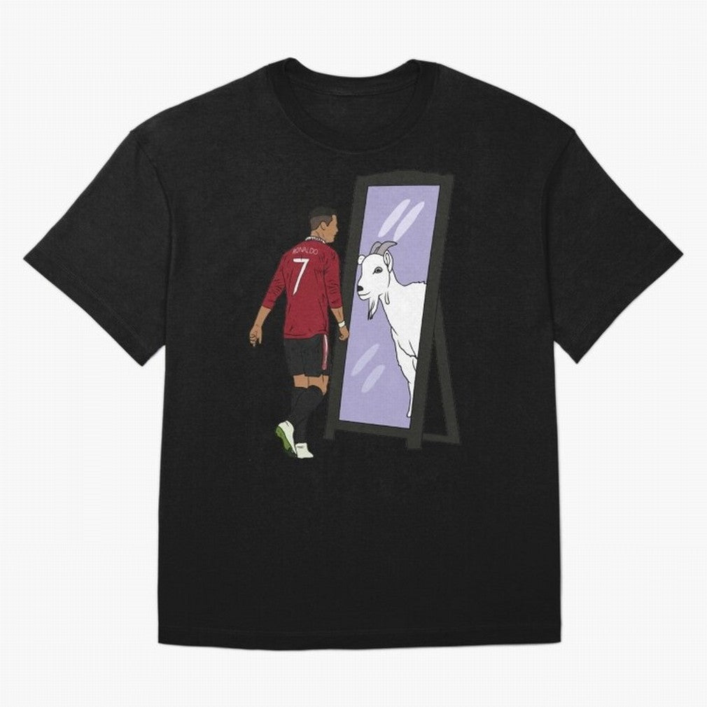 Cristiano Ronaldo Mirror GOAT Oversized T-Shirt Celebrate Golden Goal Energy in Global Football Passion for FIFA World Cup 2026 Group Stage, Filled with Messi and Cristiano Ronaldo, Argentina, France and Brazil, Tournament Hype, Historic Matchups,