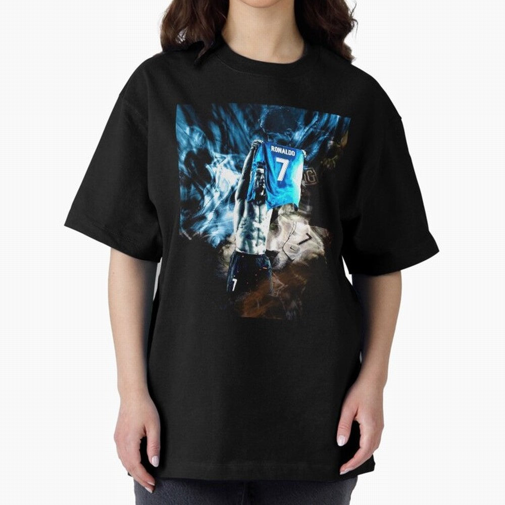 Cristiano Ronaldo Graphic Oversized T-Shirt Make Every Kick Count in the FIFA World Cup 2026 Journey through Mbappe Highlights, France Pride, Tournament Hype, Historic Matchups, Family Viewing Parties and Global Sports Pride; Made for Die Hard
