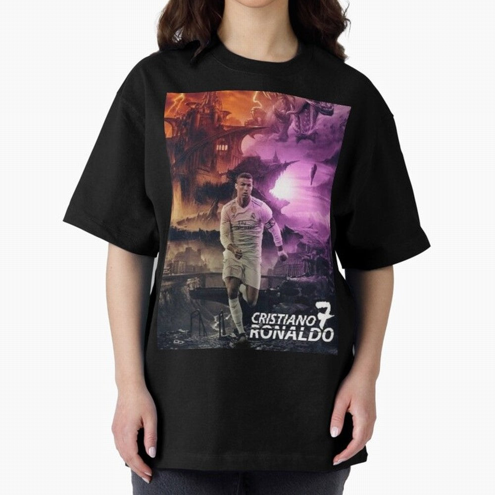 Cristiano Ronaldo | CR7 Design Oversized T-Shirt Remember the FIFA World Cup 2026 Group Stage Journey through Mbappe and Neymar Highlights, France and Portugal Pride, Game Day Rituals, Football Legends, Country Pride and the Road to the Final;