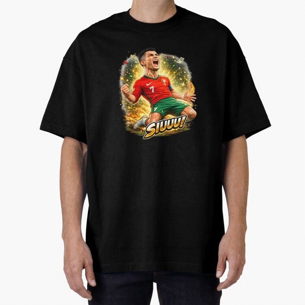 CR7 SIUUU Celebration Cartoon ¨C Legendary Football Goal Celebration Oversized T-Shirt Celebrate Global Passion for FIFA World Cup 2026 USA Canada Mexico Filled with Mbappe, Germany Energy, Tournament Hype, Historic Matchups, Family Viewing Parties