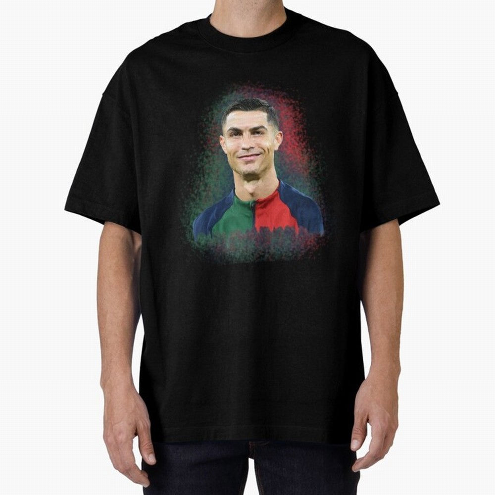 Cristiano Ronaldo digital art Oversized T-Shirt Mark FIFA World Cup 2026 Group Stage Spirit, Connected to Brazil, Portugal and Argentina, Mbappe and Neymar, Classic Soccer Heritage, Championship Pressure, Fan Loyalty and International Pride; Made