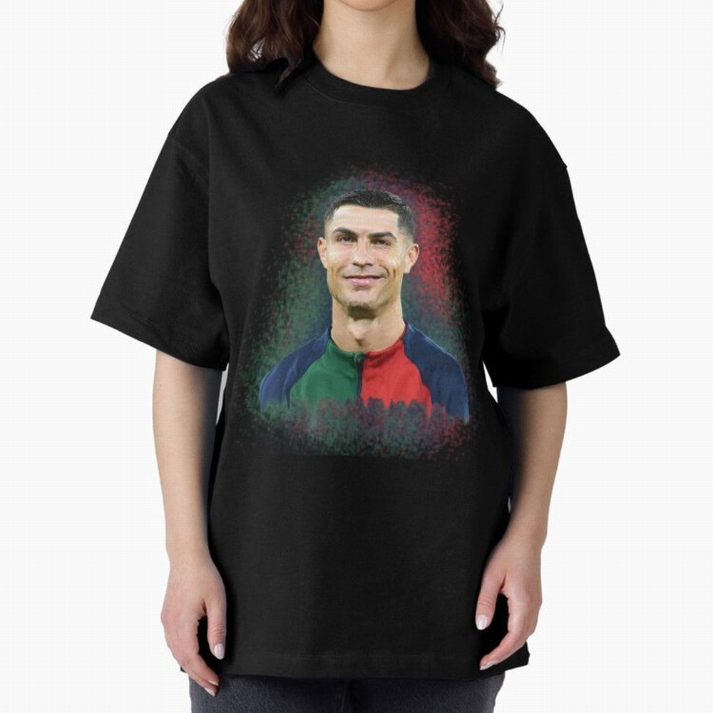 Cristiano Ronaldo digital art Oversized T-Shirt Mark FIFA World Cup 2026 Group Stage Spirit, Connected to Brazil, Portugal and Argentina, Mbappe and Neymar, Classic Soccer Heritage, Championship Pressure, Fan Loyalty and International Pride; Made