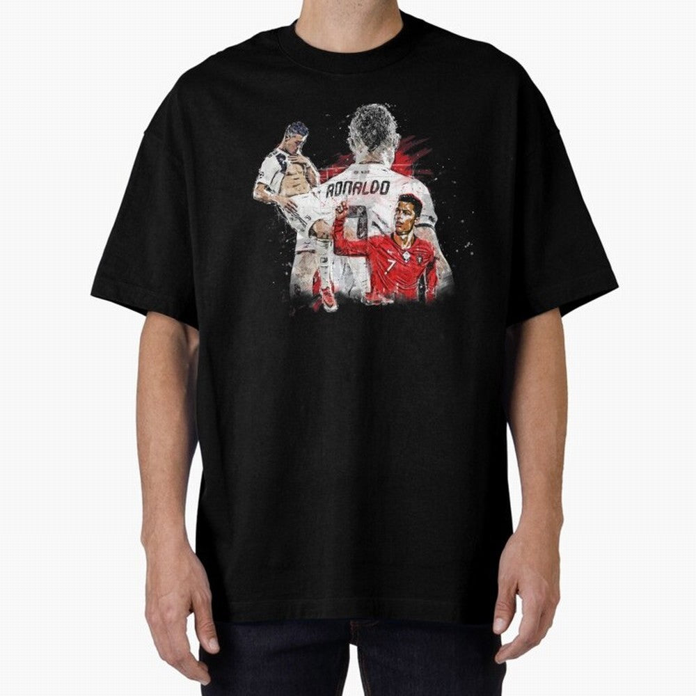 Cristiano Ronaldo Cristiano Ronaldo Oversized T-Shirt Support the FIFA World Cup 2026 Journey through Haaland Highlights, Argentina, France and Brazil Pride, Championship Spirit, Famous Goals, Roaring Crowds and International Football Unity; Great