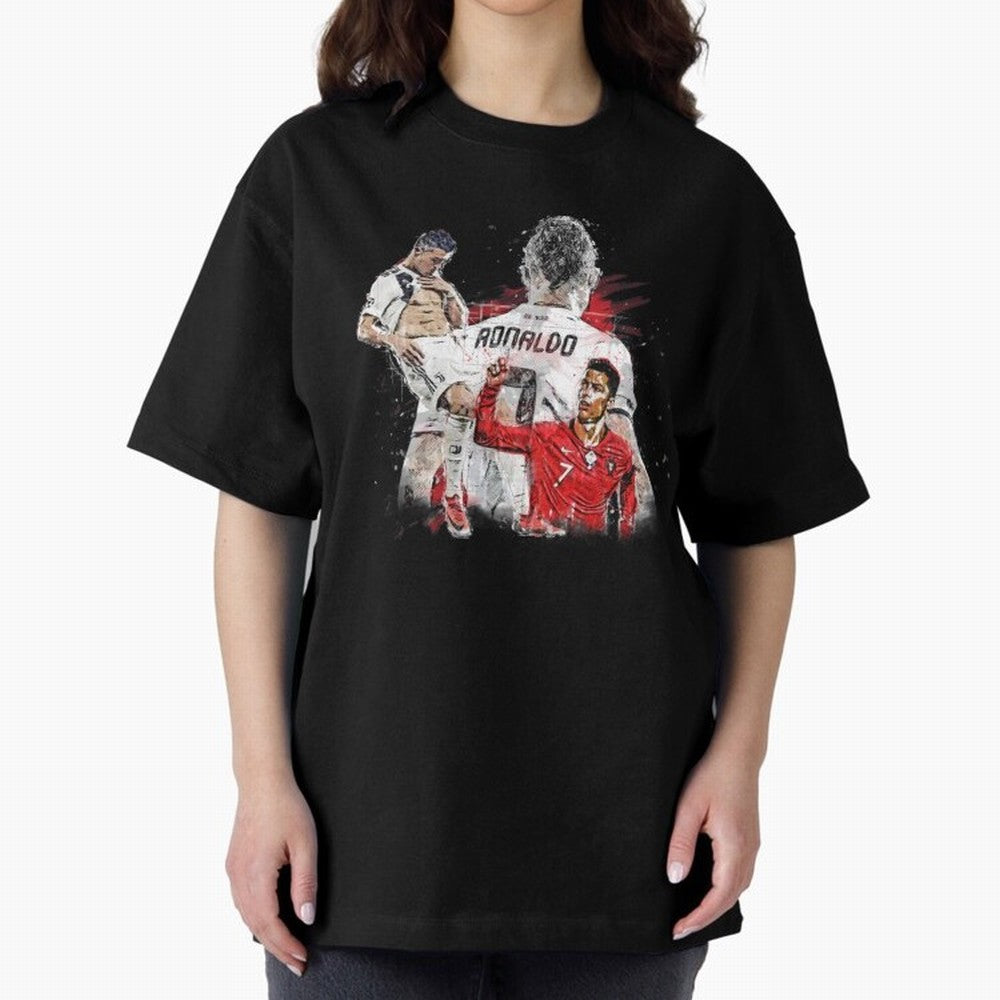 Cristiano Ronaldo Cristiano Ronaldo Oversized T-Shirt Support the FIFA World Cup 2026 Journey through Haaland Highlights, Argentina, France and Brazil Pride, Championship Spirit, Famous Goals, Roaring Crowds and International Football Unity; Great