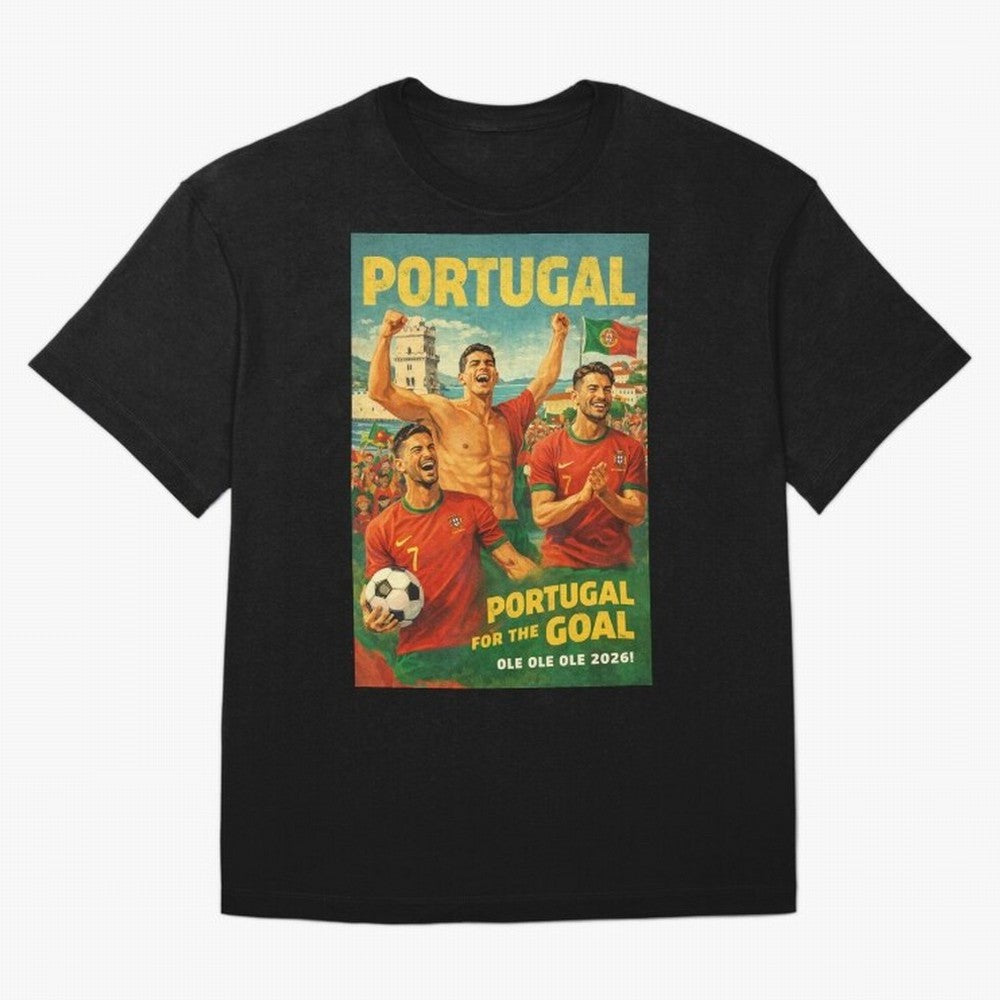 Portugal Lisbon Bel¨¦m Tower Cristiano Ronaldo FIFA World Cup Football Celebration Oversized T-Shirt Back the Journey through the FIFA World Cup 2026 Group Stage Journey through Haaland Highlights, Argentina Pride, Tournament Hype, Historic
