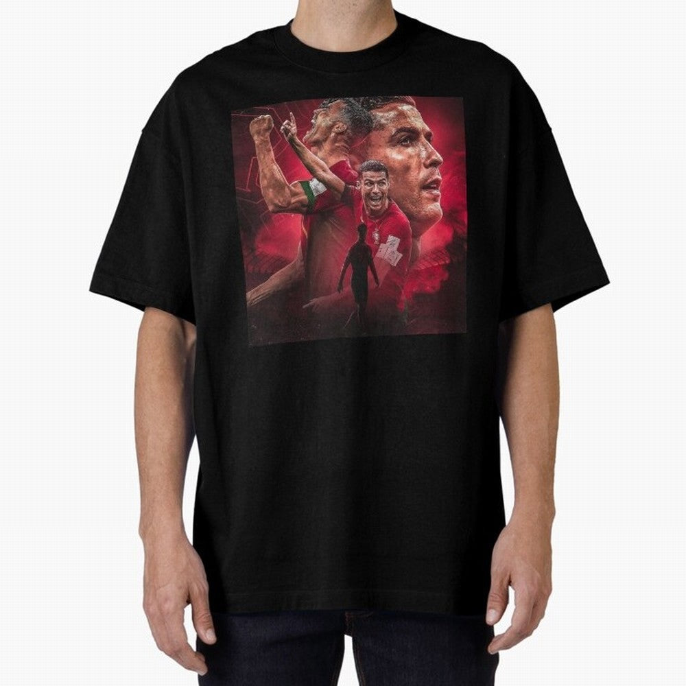 Cristiano Ronaldo - CR 7 Celebration Oversized T-Shirt Elevate FIFA World Cup 2026 Group Stage Spirit, Celebrating England, Haaland and Mbappe, Football Festival Excitement, Trophy Ambitions, Country Rivalries and Star Player Buzz; Created for