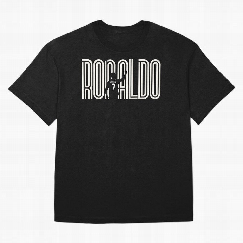 Fan Art - Cristiano Ronaldo (CR7) - Black Edition Oversized T-Shirt Experience the Global Stage of Global Football Passion for FIFA World Cup 2026 USA Canada Mexico, Capturing Messi, Germany, Stadium Memories, Football Loyalty, International Chants