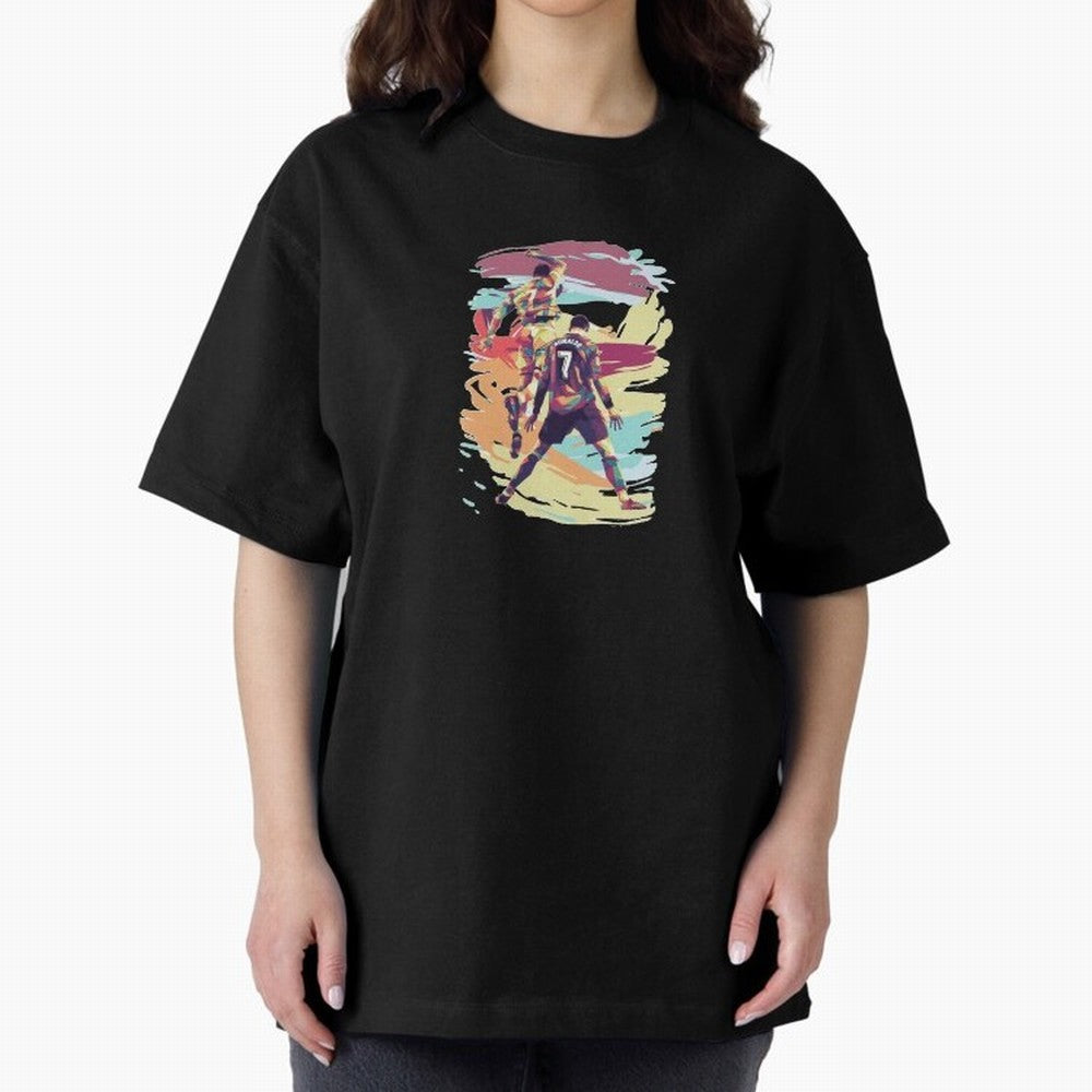 Illustration Cristiano Ronaldo CR7 Oversized T-Shirt Keep Football History Alive during Global Football Passion for FIFA World Cup 2026 USA Canada Mexico, Inspired by Cristiano Ronaldo, Haaland and CR7, Argentina, Football History, Final Match