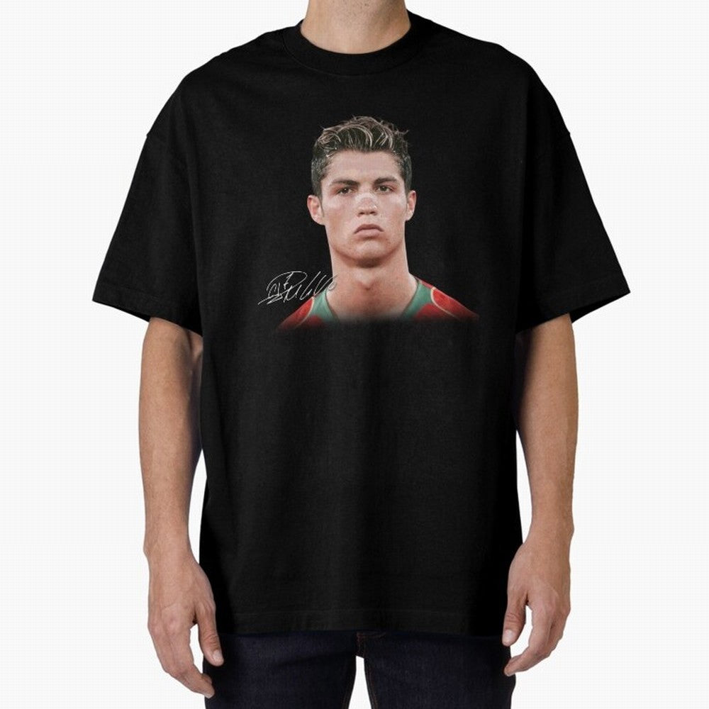 Cristiano Ronaldo T-Shirt Big Face Young Ronaldo Graphic Tee Oversized T-Shirt Stand Proud for Match Day Hype around FIFA World Cup 2026, Neymar, Haaland and Cristiano Ronaldo, France, Football History, Final Match Energy, Crowd Noise and Once in a