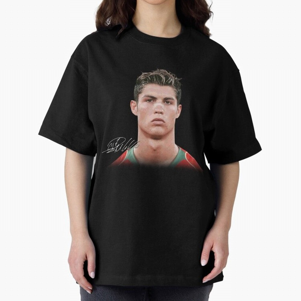 Cristiano Ronaldo T-Shirt Big Face Young Ronaldo Graphic Tee Oversized T-Shirt Stand Proud for Match Day Hype around FIFA World Cup 2026, Neymar, Haaland and Cristiano Ronaldo, France, Football History, Final Match Energy, Crowd Noise and Once in a