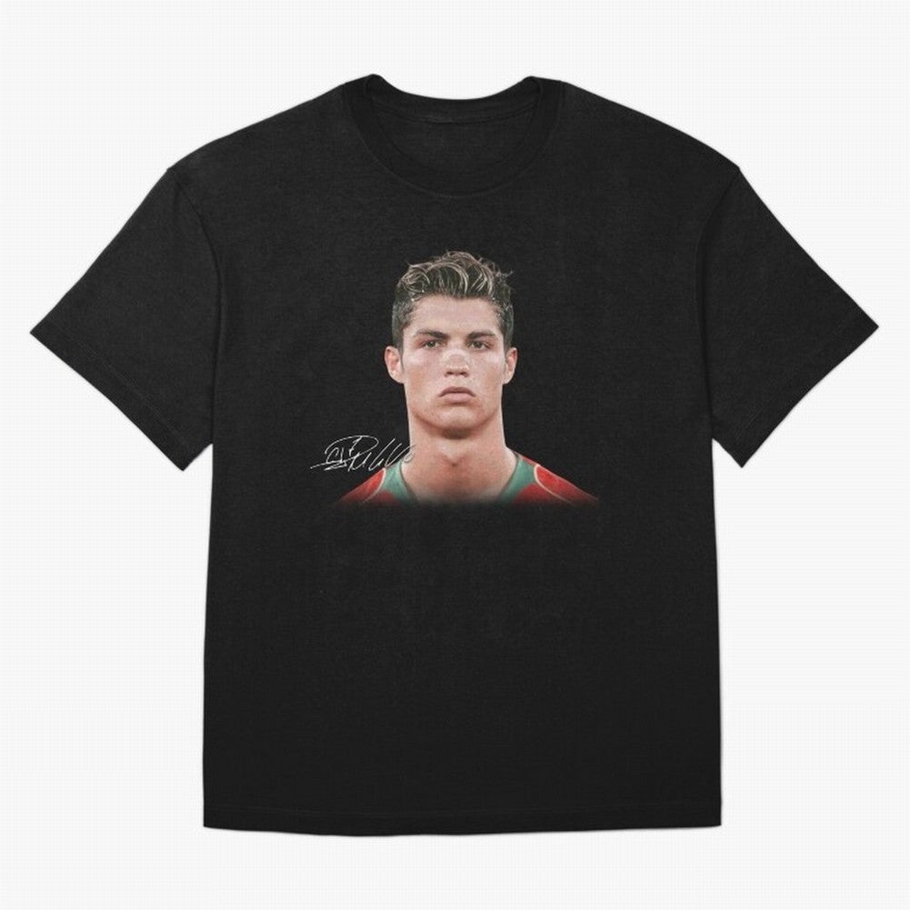 Cristiano Ronaldo T-Shirt Big Face Young Ronaldo Graphic Tee Oversized T-Shirt Stand Proud for Match Day Hype around FIFA World Cup 2026, Neymar, Haaland and Cristiano Ronaldo, France, Football History, Final Match Energy, Crowd Noise and Once in a