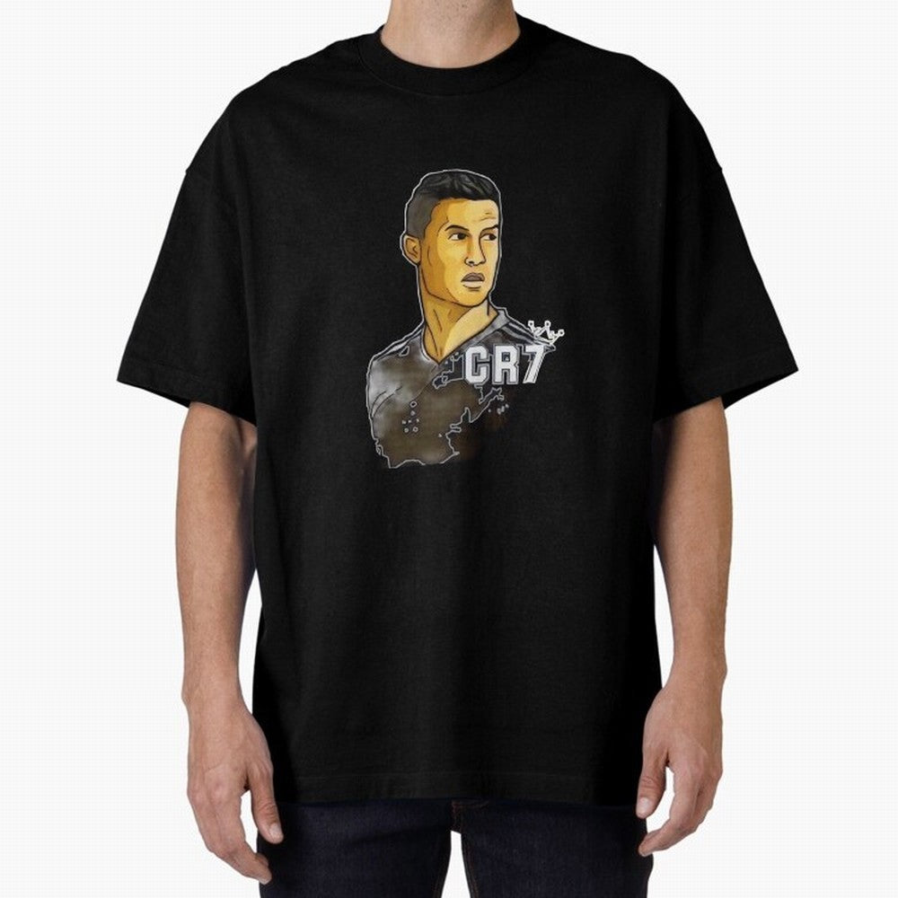 Cristiano Ronaldo digital art Oversized T-Shirt Bring Match Day Fire to the FIFA World Cup 2026 Group Stage Journey through Messi, CR7 and Mbappe Highlights, Argentina, France and Brazil Pride, Fan Favorite Moments, National Team Passion, Big Match