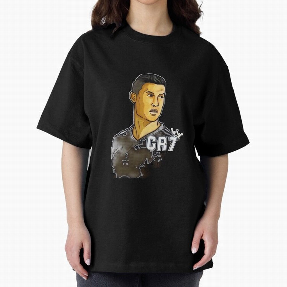 Cristiano Ronaldo digital art Oversized T-Shirt Bring Match Day Fire to the FIFA World Cup 2026 Group Stage Journey through Messi, CR7 and Mbappe Highlights, Argentina, France and Brazil Pride, Fan Favorite Moments, National Team Passion, Big Match