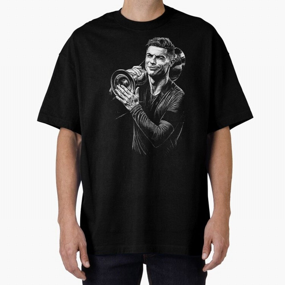 Cristiano Ronaldo Nations League Cup Oversized T-Shirt Bring Bold Fan Energy to Global Football Passion for FIFA World Cup 2026 Group Stage, Inspired by Messi, Neymar and Mbappe, Argentina and Brazil, Sports Nostalgia, International Competition,