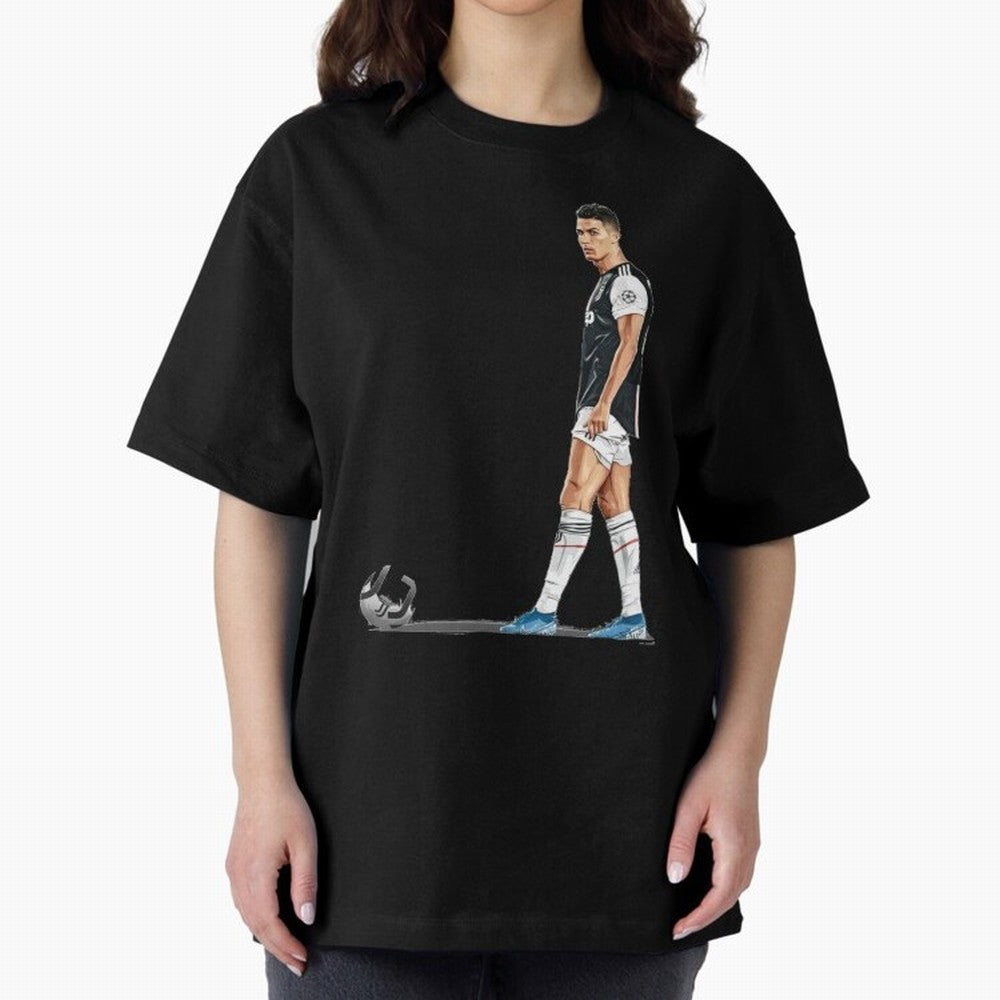 Ronaldo Watercolor Oversized T-Shirt Experience the Global Stage of FIFA World Cup 2026 Group Stage for Fans of Messi, Neymar and Mbappe and England, France and Netherlands, Bringing Stadium Memories, Football Loyalty, International Chants and