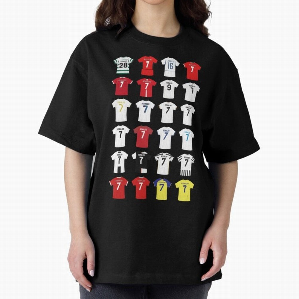 Cristiano Ronaldo Football Oversized T-Shirt Celebrate Golden Goal Energy in Match Day Hype around FIFA World Cup 2026, Haaland, Brazil, Portugal and Argentina, Goal Celebration Energy, Supporter Heritage, Football Icons and Worldwide Tournament