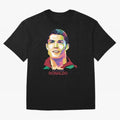 Geometric Celebrity Cristiano Ronaldo Oversized T-Shirt Show Up for the Glory of FIFA World Cup 2026 Group Stage Spirit, Made for France and Portugal, Messi, Neymar and Mbappe, Championship Spirit, Famous Goals, Roaring Crowds and International