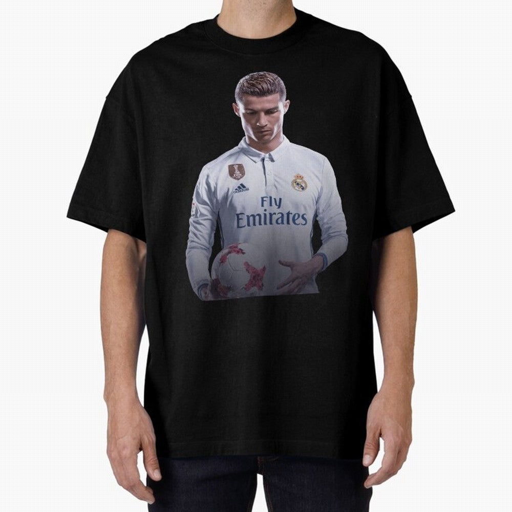 Ronaldo Madrid Jersey Poster Oversized T-Shirt Follow the Final Road of Global Football Passion for FIFA World Cup 2026, Highlighting Mbappe and Neymar, France, Football Festival Excitement, Trophy Ambitions, Country Rivalries and Star Player Buzz;