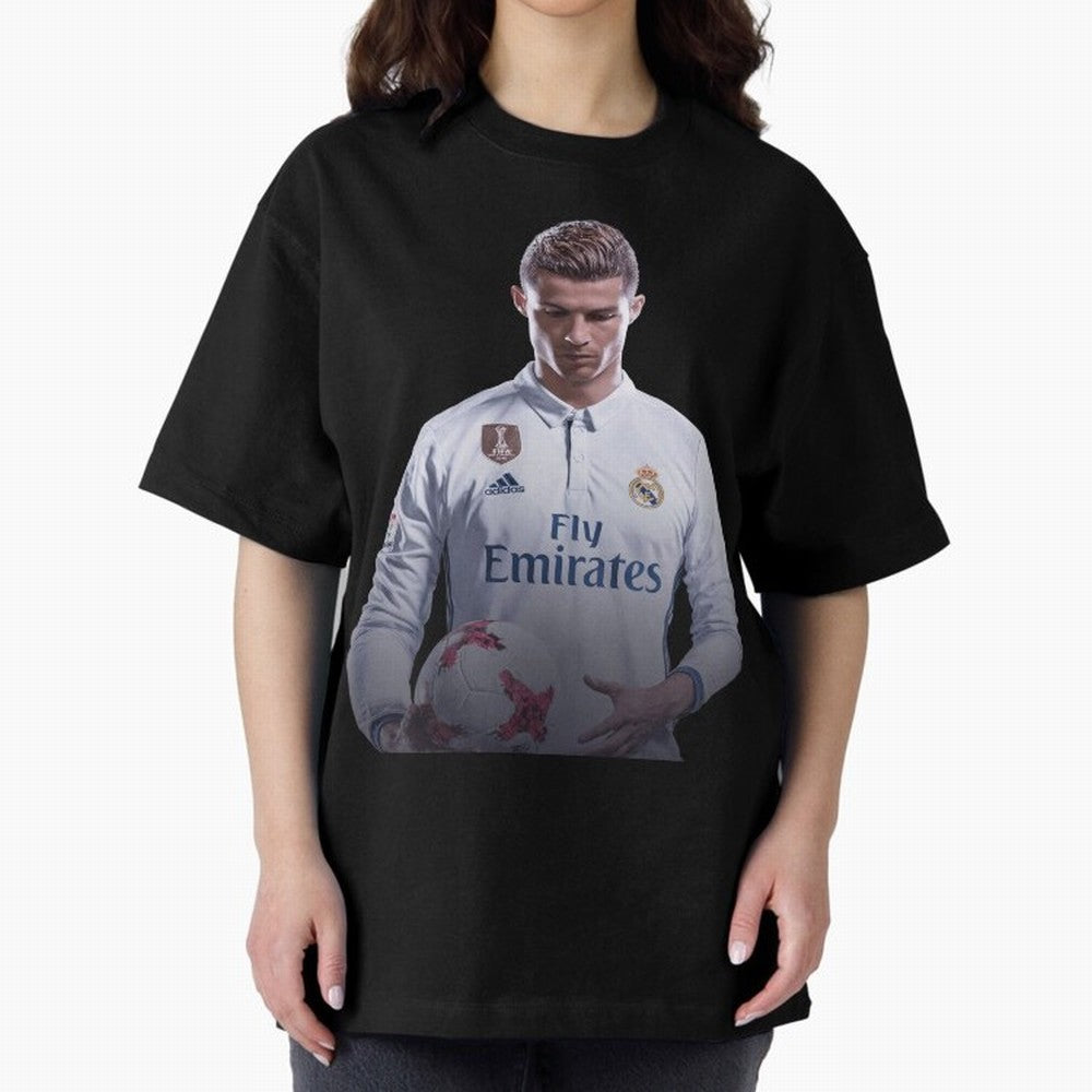 Ronaldo Madrid Jersey Poster Oversized T-Shirt Follow the Final Road of Global Football Passion for FIFA World Cup 2026, Highlighting Mbappe and Neymar, France, Football Festival Excitement, Trophy Ambitions, Country Rivalries and Star Player Buzz;
