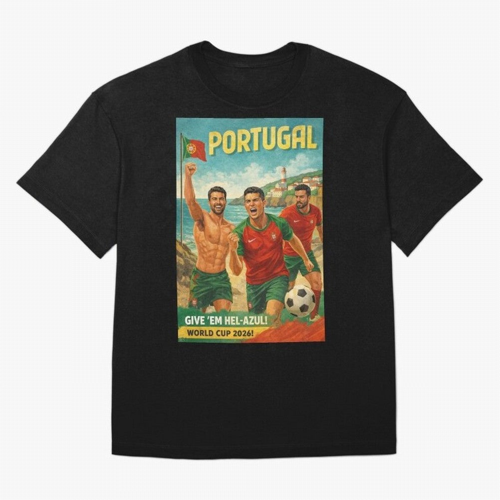 Portugal Hel-Azul Spirit at Cabo da Roca and Bel¨¦m Tower for FIFA World Cup 2026 Oversized T-Shirt Honor FIFA World Cup 2026 USA Canada Mexico Celebrating Messi, Brazil Energy, Champion Mindset, Group Stage Buzz, Knockout Tension and Passionate
