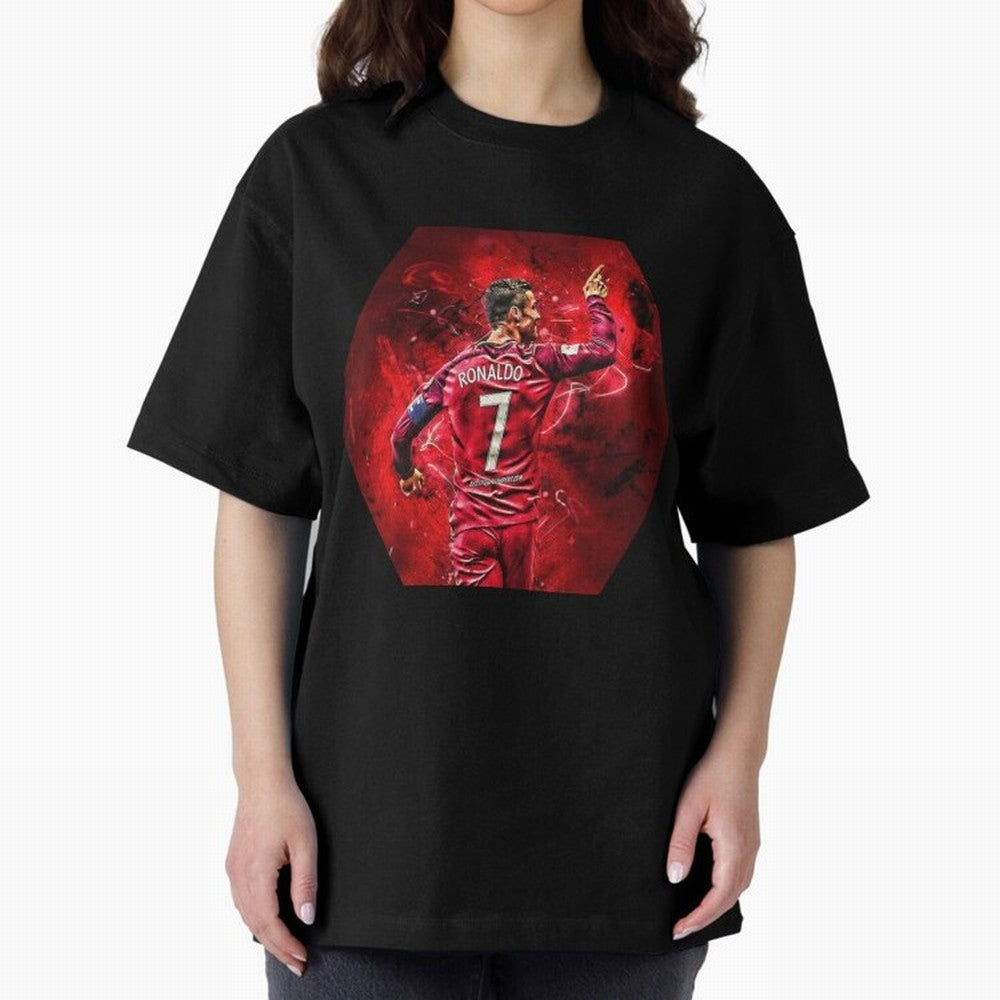 CR7 Art Oversized T-Shirt Celebrate the Magic of FIFA World Cup 2026 with Mbappe and Neymar, France and Portugal Energy, Stadium Memories, Football Loyalty, International Chants and Championship Tradition; Perfect for People Who Love Argentina,