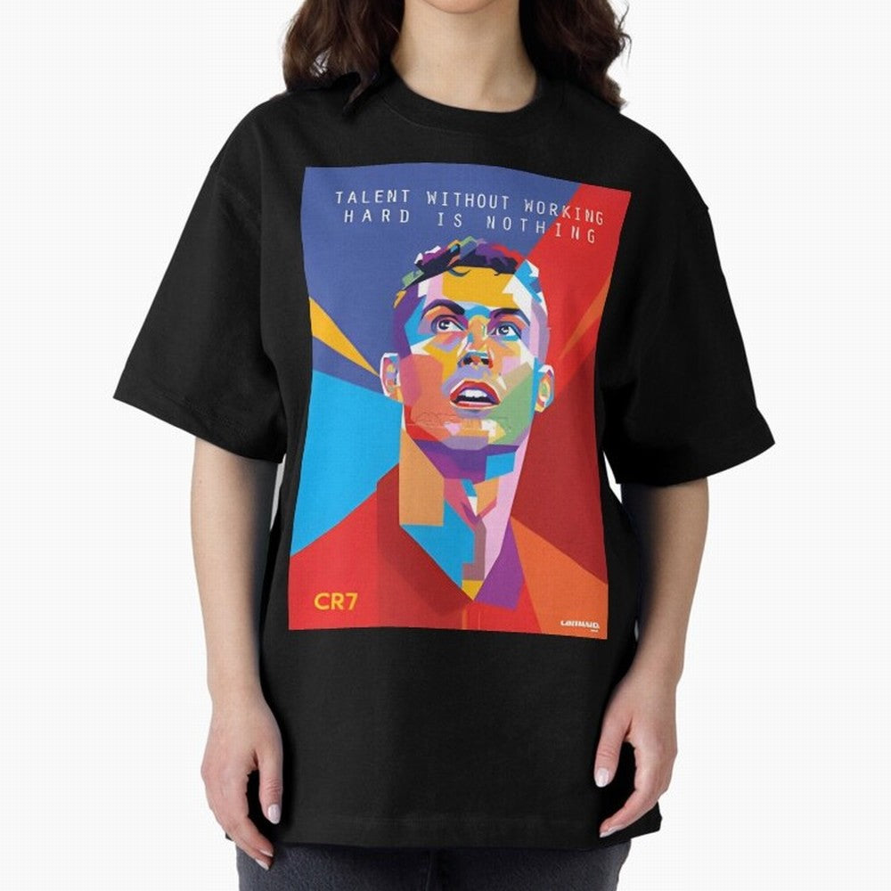 Cristiano Ronaldo Oversized T-Shirt Capture FIFA World Cup 2026 Celebrating Neymar, Haaland and Cristiano Ronaldo, France and Portugal Energy, Match Day Excitement, Supporter Culture, Golden Goals and Global Football Passion; Perfect for People Who