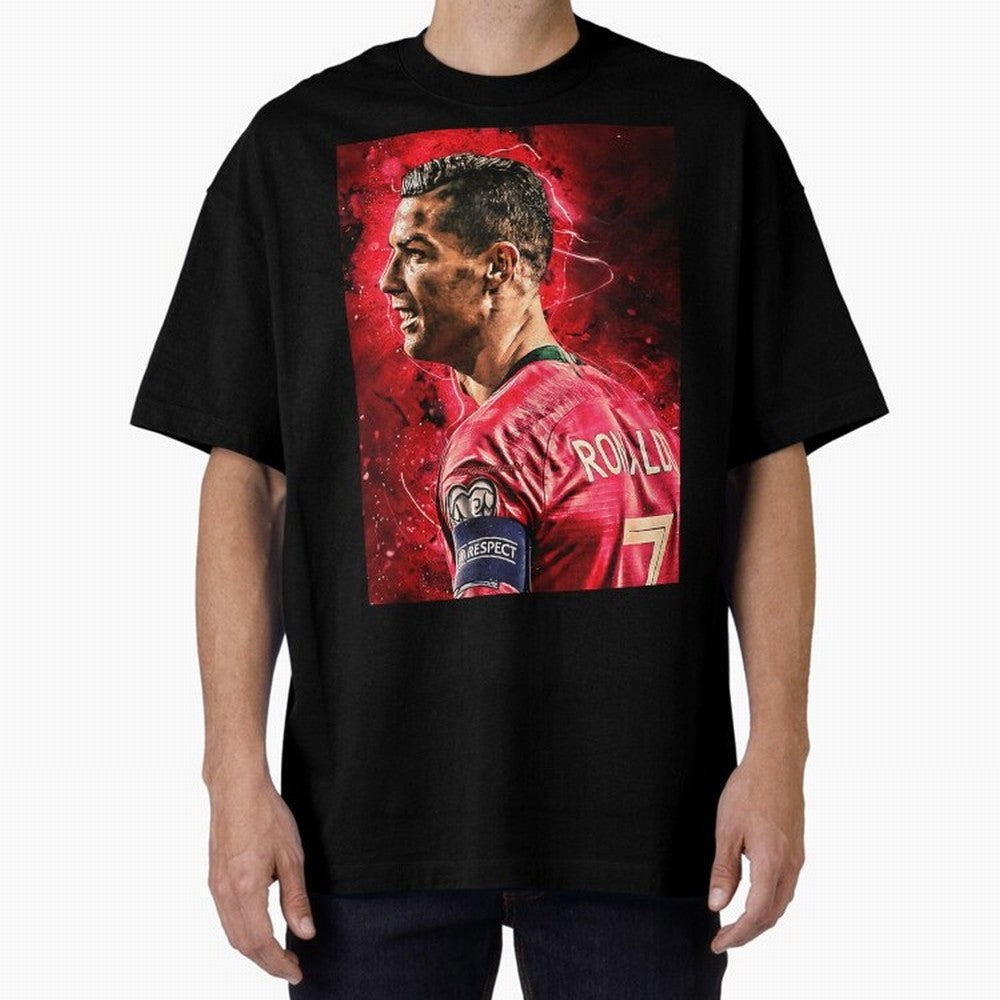 R-o-n-a-l-d-o Design Wallpaper Oversized T-Shirt Upgrade FIFA World Cup 2026 Spirit, Capturing England, France and Netherlands, Neymar, Championship Spirit, Famous Goals, Roaring Crowds and International Football Unity; Created for Match Day