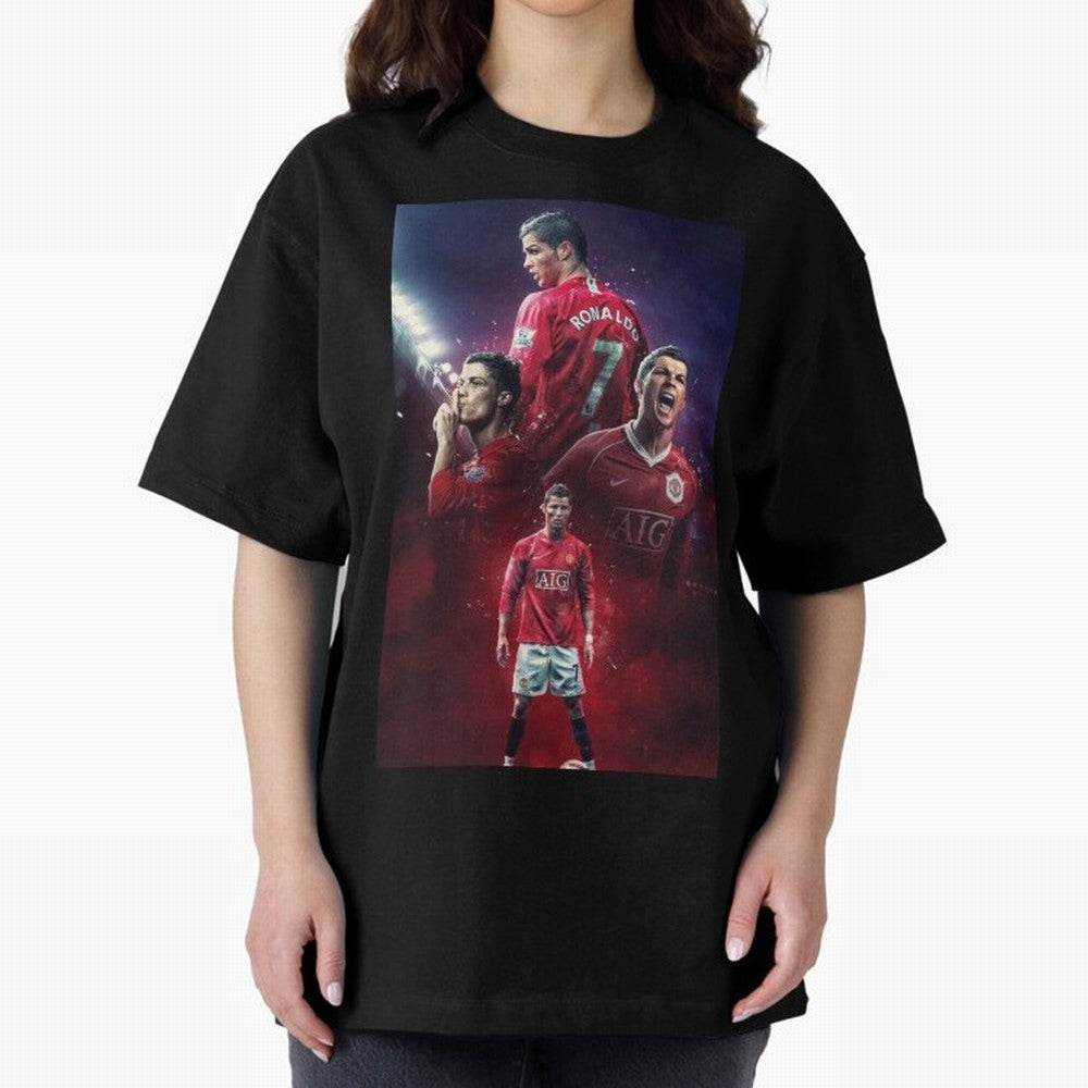 Cristiano Ronaldo dos Santos Aveiro Art Oversized T-Shirt Keep the Legacy of Global Football Passion for FIFA World Cup 2026, Highlighting Mbappe and Neymar, Brazil, Fan Favorite Moments, National Team Passion, Big Match Drama and Soccer History;