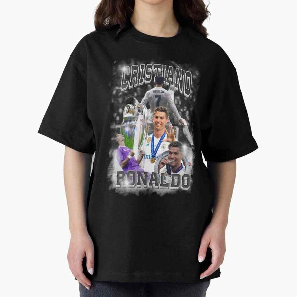 Cristiano Ronaldo Oversized T-Shirt Show Match Day Excitement for FIFA World Cup 2026 for Fans of CR7 and Portugal, Bringing Football Passion, Legendary Performances, Festival Vibes and Supporter Community; Made for Collectors Who Enjoy Iconic